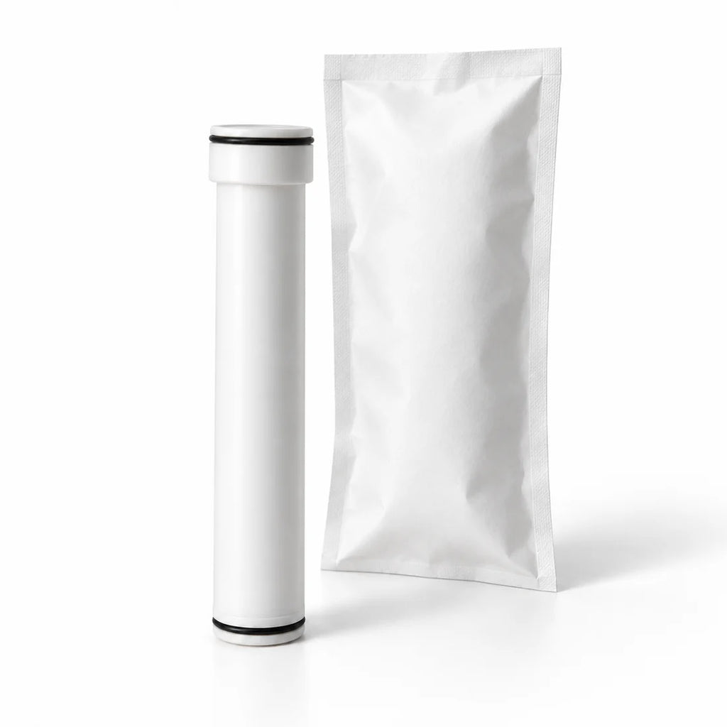 A refill cartridge and its sealed sachet (AI-generated illustration)